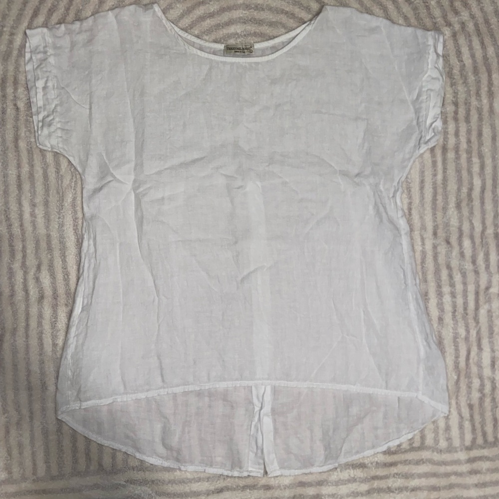 Terro Millennio White Linen Short-Sleeve Women's Top